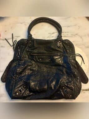 BAlenciaga Black Leather Tote city bag